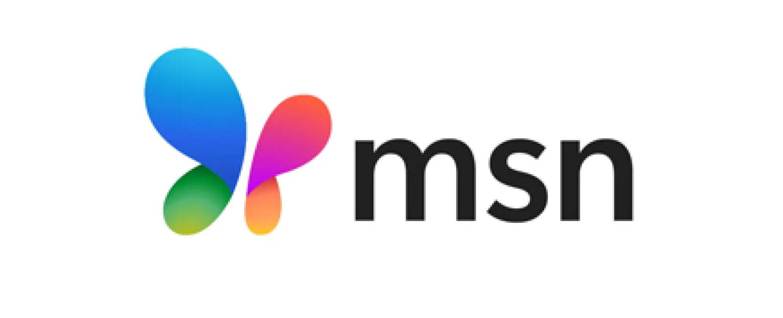 MSN logo with colorful butterfly icon and black lowercase text on white background