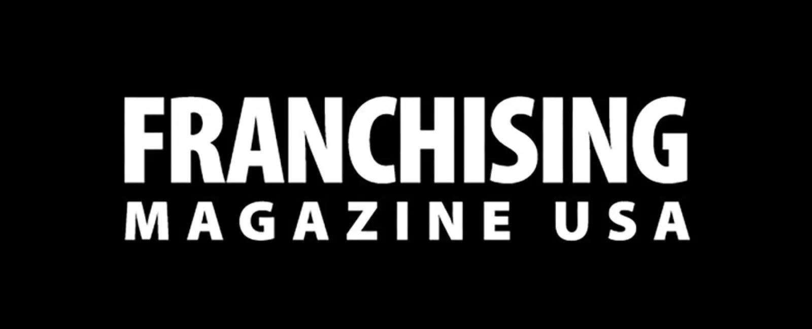 Franchising Magazine USA logo in white text on black background.