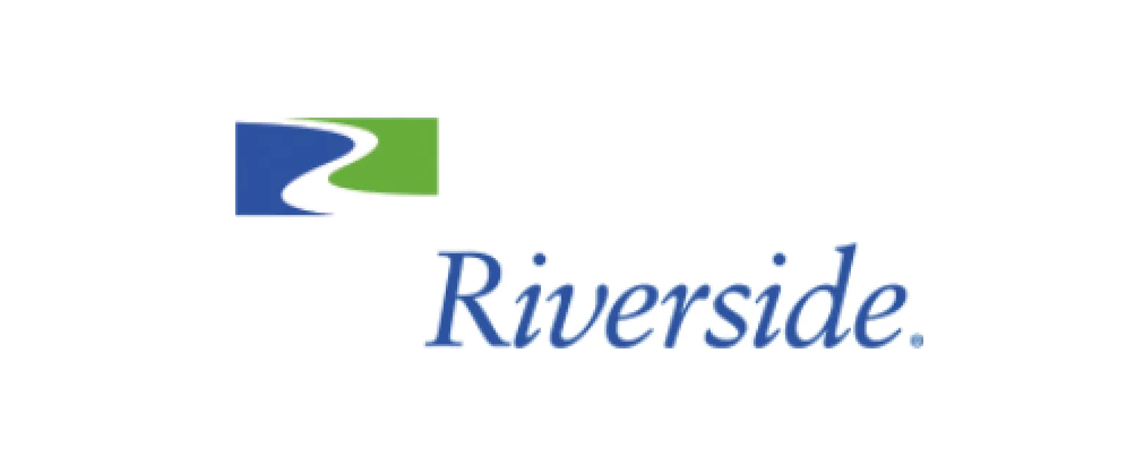 Riverside logo with a blue and green stylized river graphic and blue serif text.