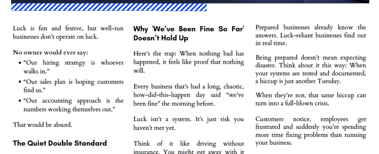 Magazine cover titled Technology Times with poker chips on keyboard highlighting business strategy over luck.