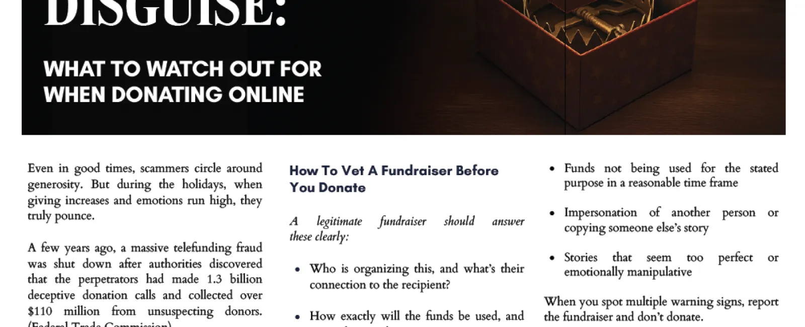 Technology Times magazine cover warning about holiday scams and tips for vetting online fundraisers during December 2025.