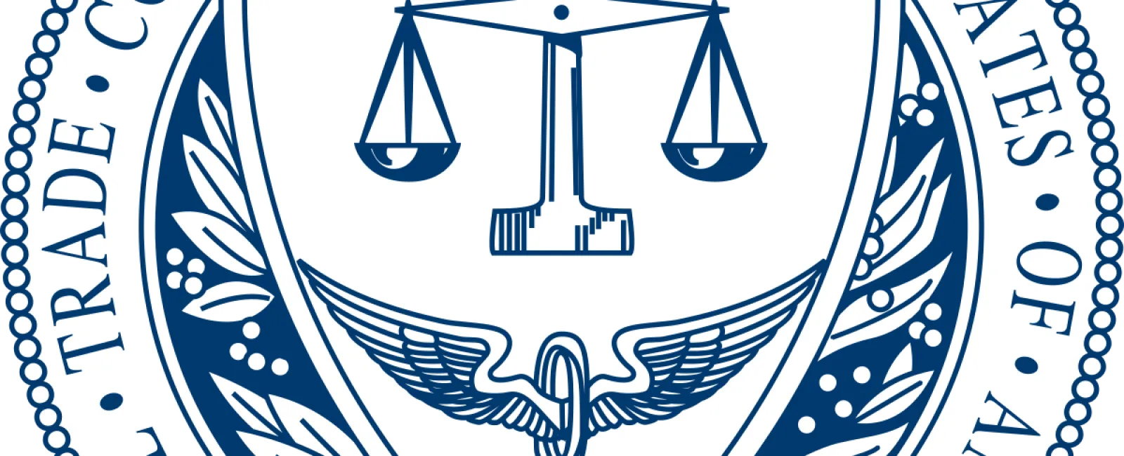 Seal of the United States Federal Trade Commission with scales of justice and caduceus symbol in blue.
