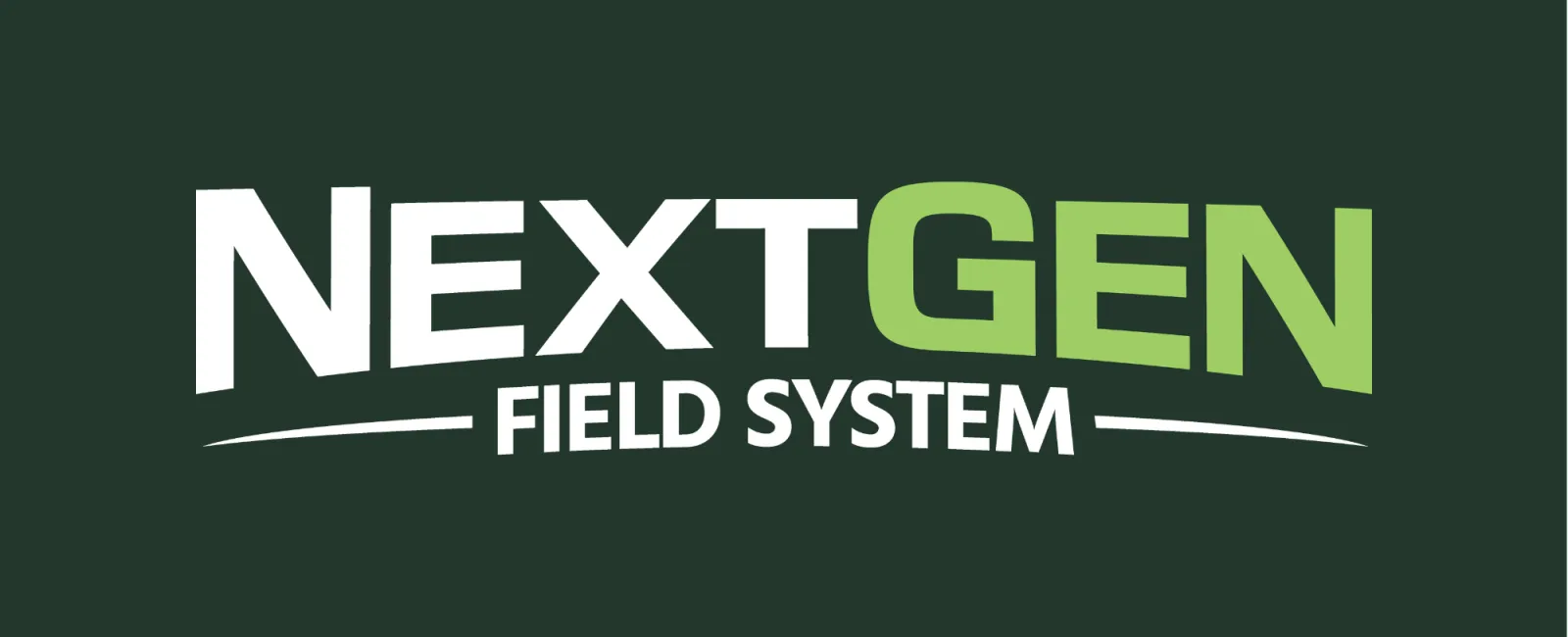 NextGen Field System logo with white and green text on dark green background