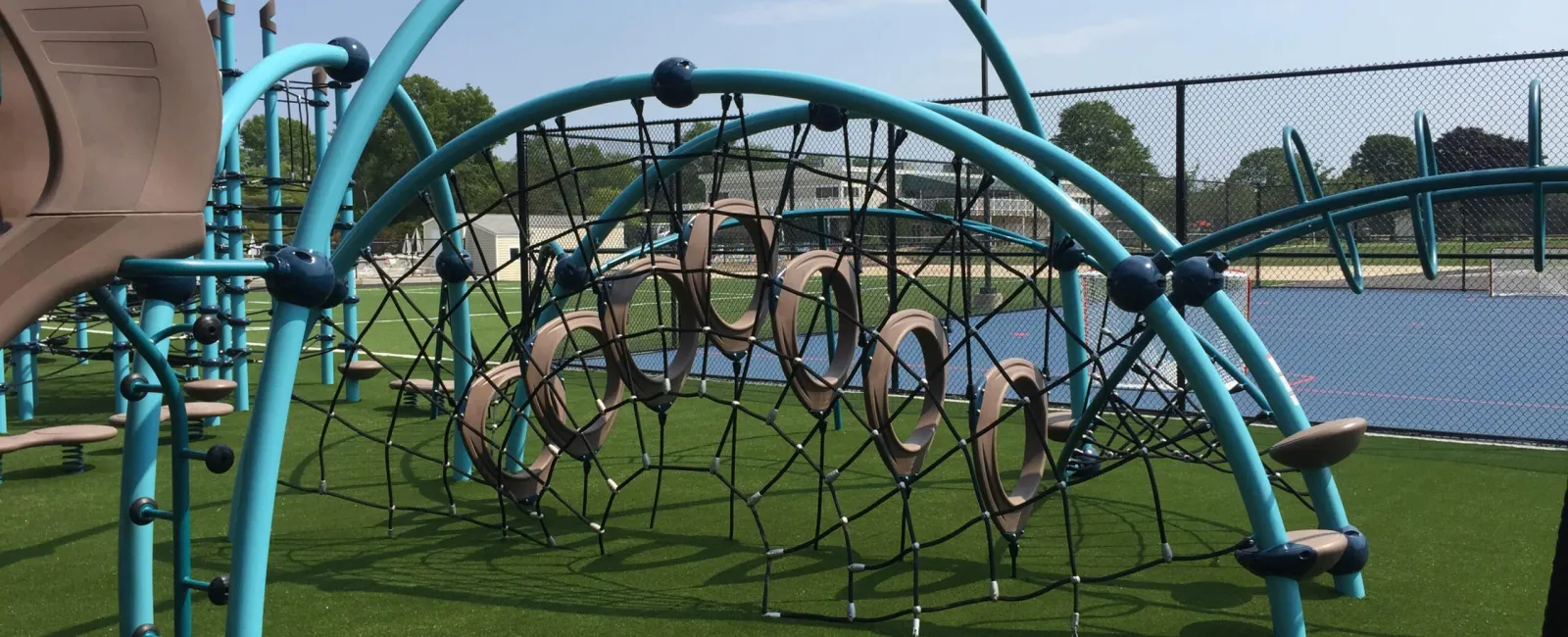 a playground with a slide