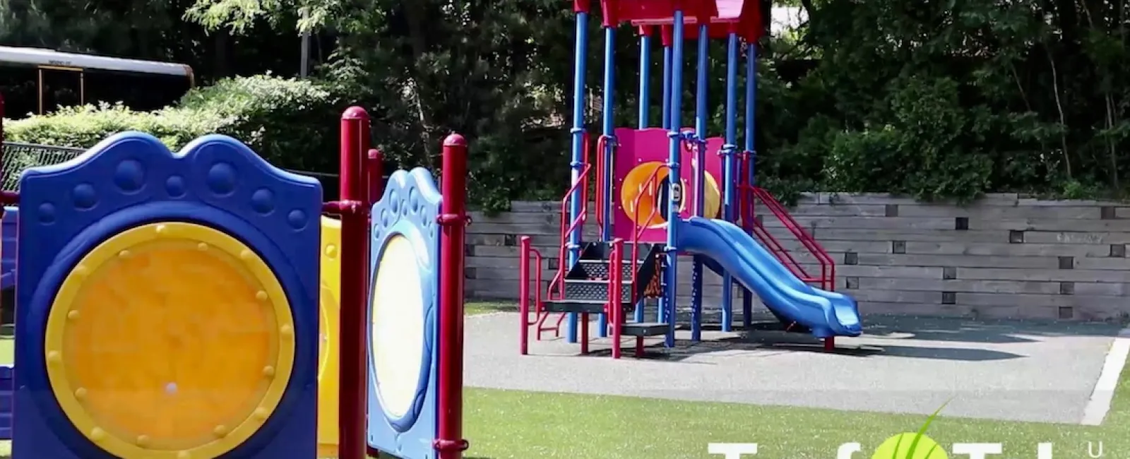 a playground with a slide