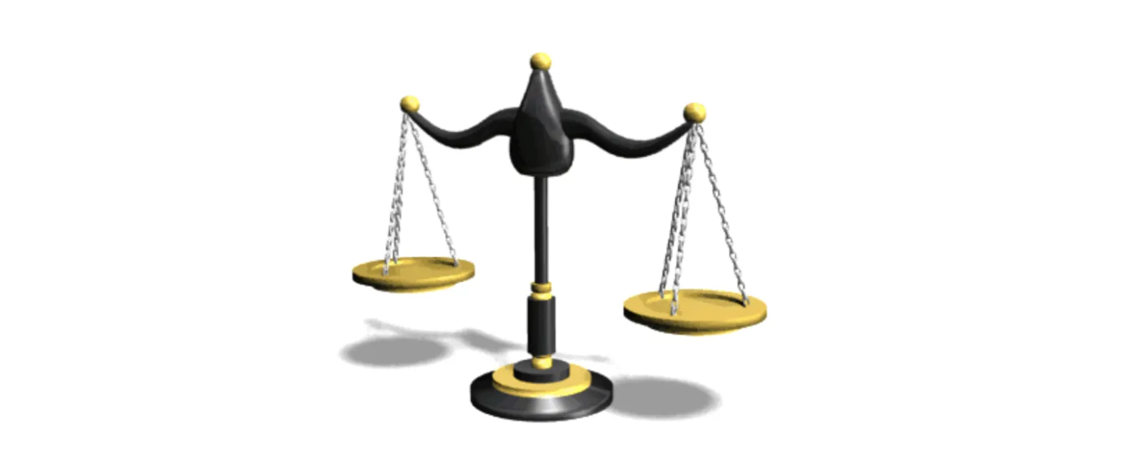 3D illustration of an unbalanced golden and black weighing scale on a white background