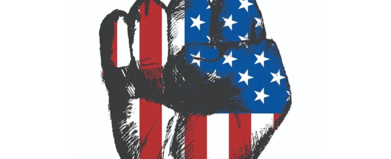Raised fist with American flag design symbolizing unity, strength, and patriotism in the United States.
