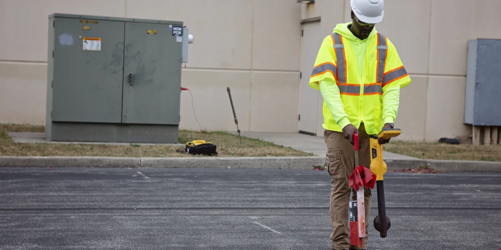 Man performing private utility locating services