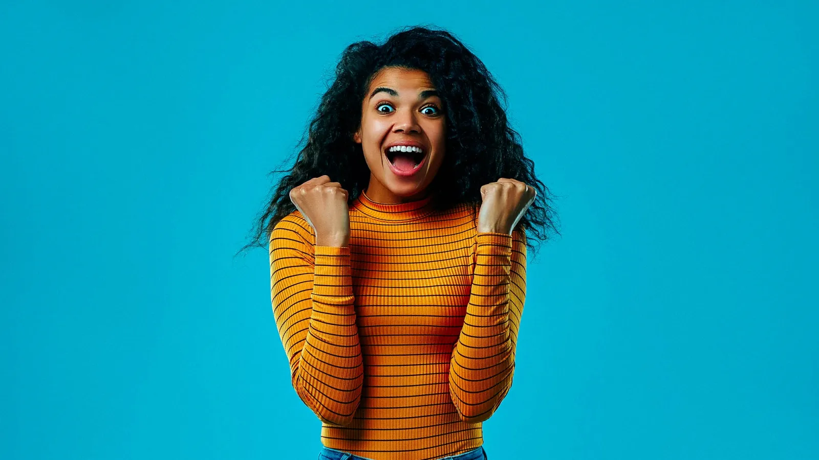 a woman with her mouth open