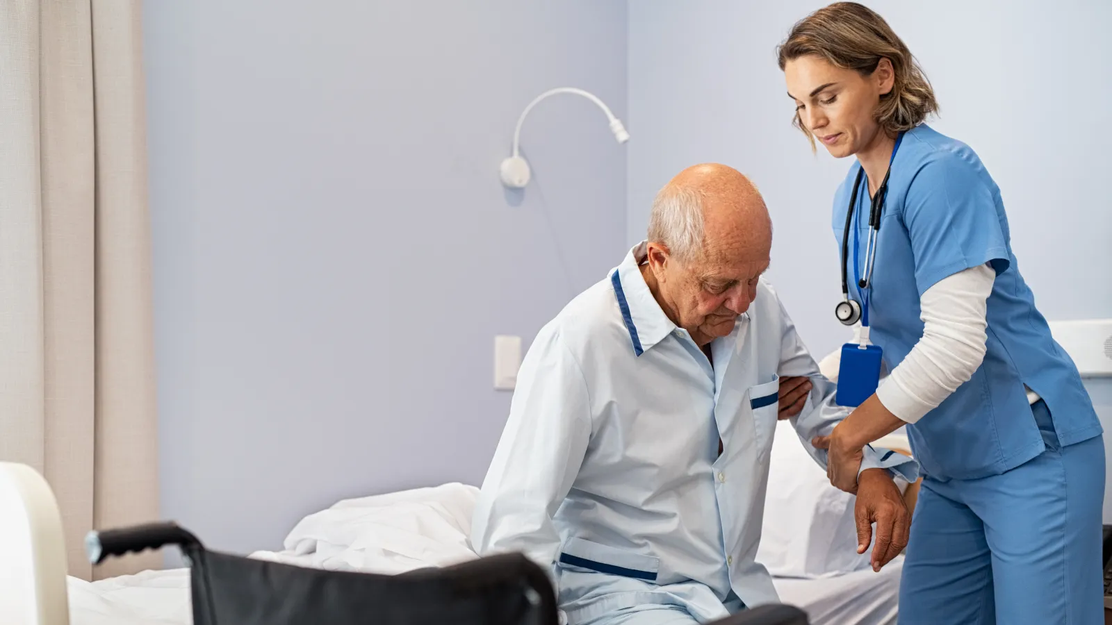 a doctor checking a patient's blood pressure