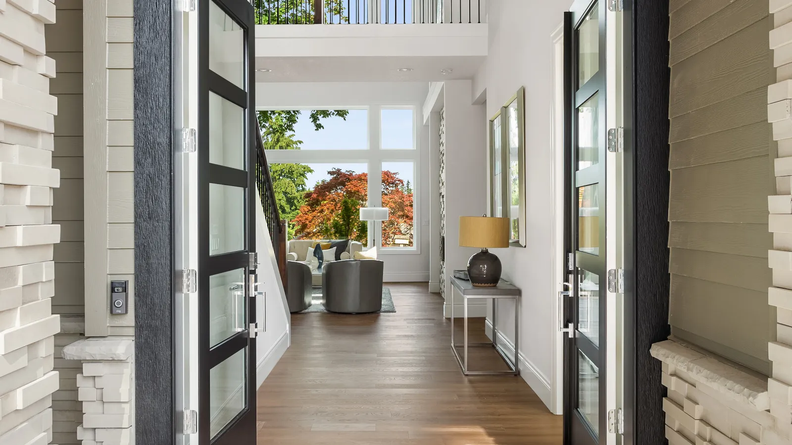 a doorway with a glass door