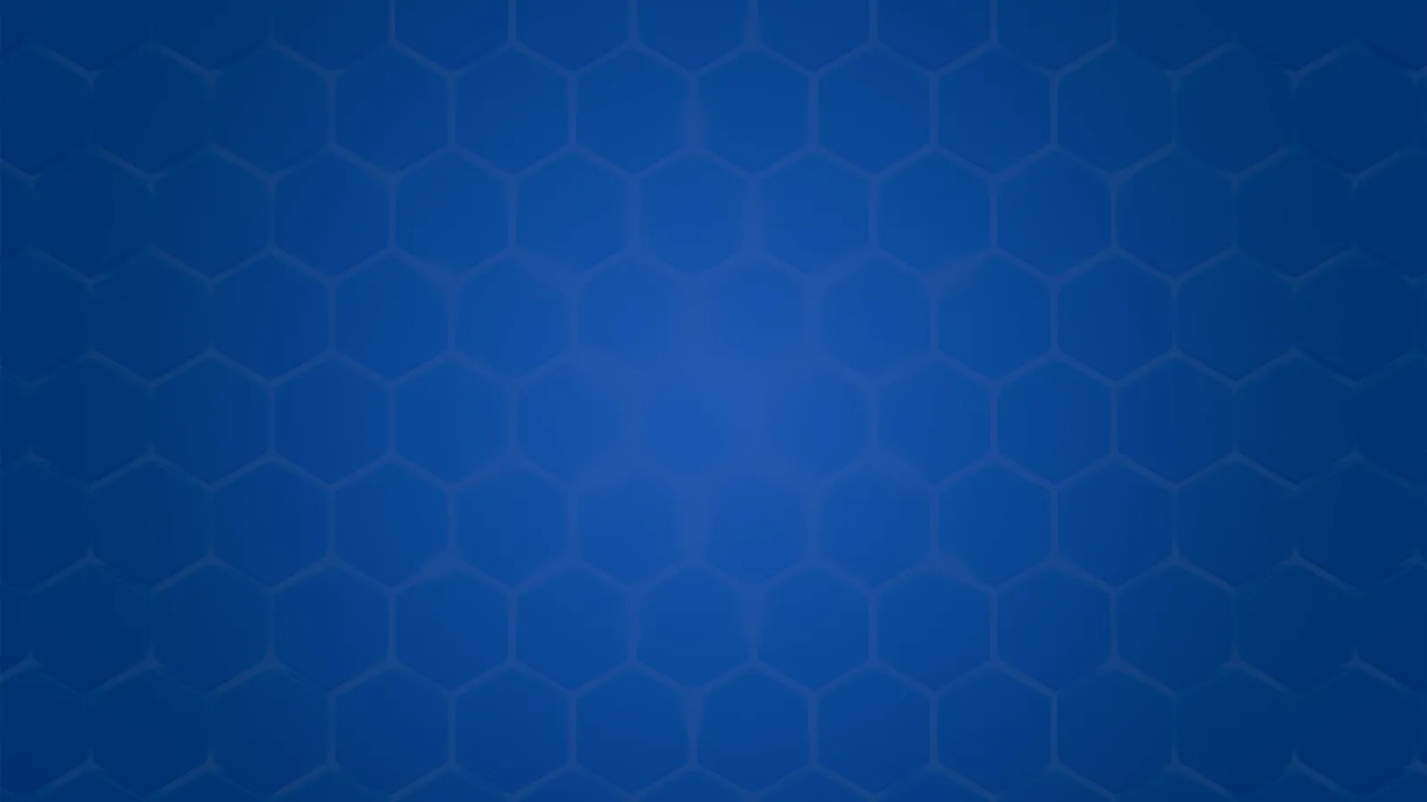 Blue background with subtle hexagonal pattern creating a modern geometric design