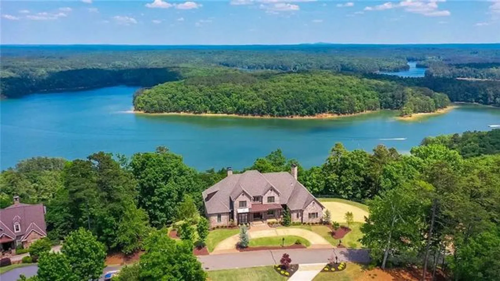 Stunning aerial view of a luxury home in Emerson GA