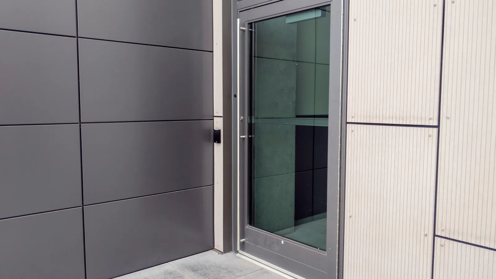 a glass door in a room