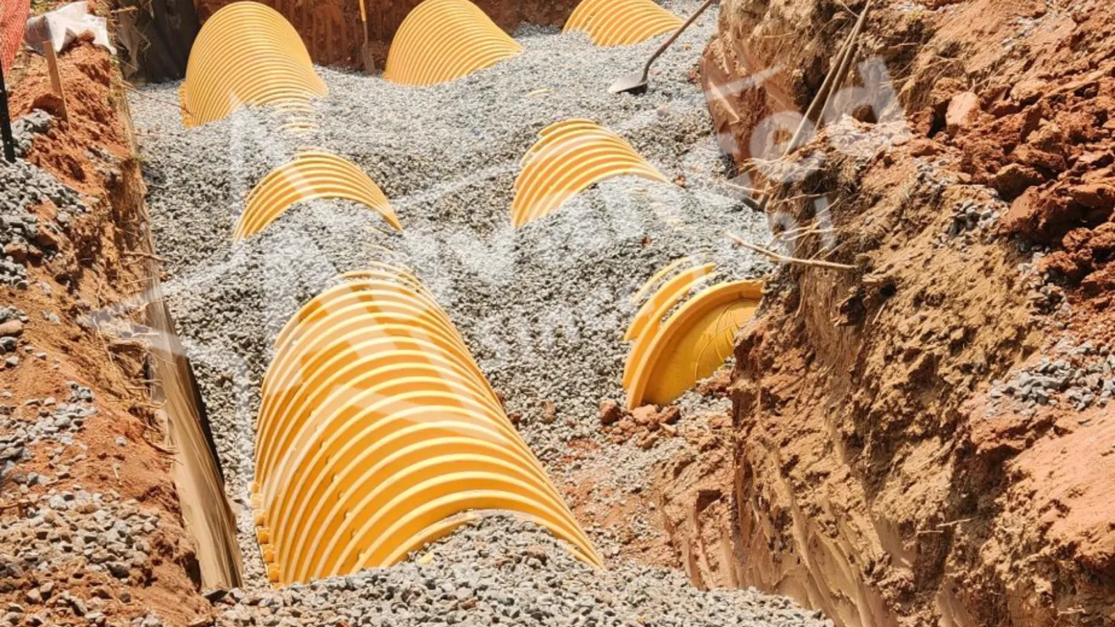 a group of yellow pipes
