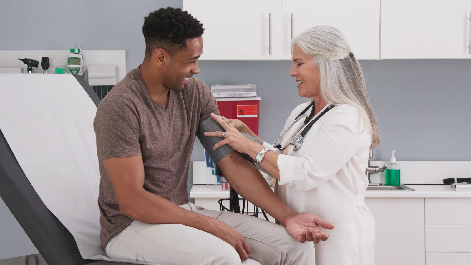 a doctor talking to a patient