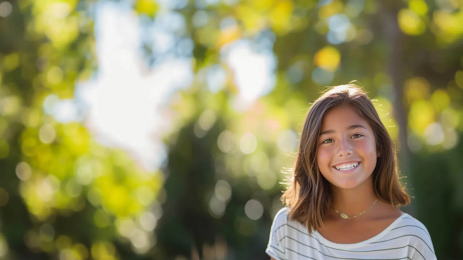 a woman smiling outside