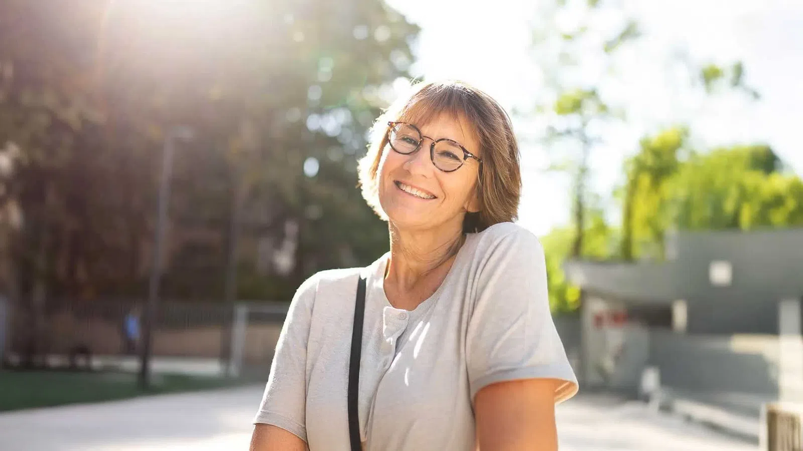 a woman wearing glasses