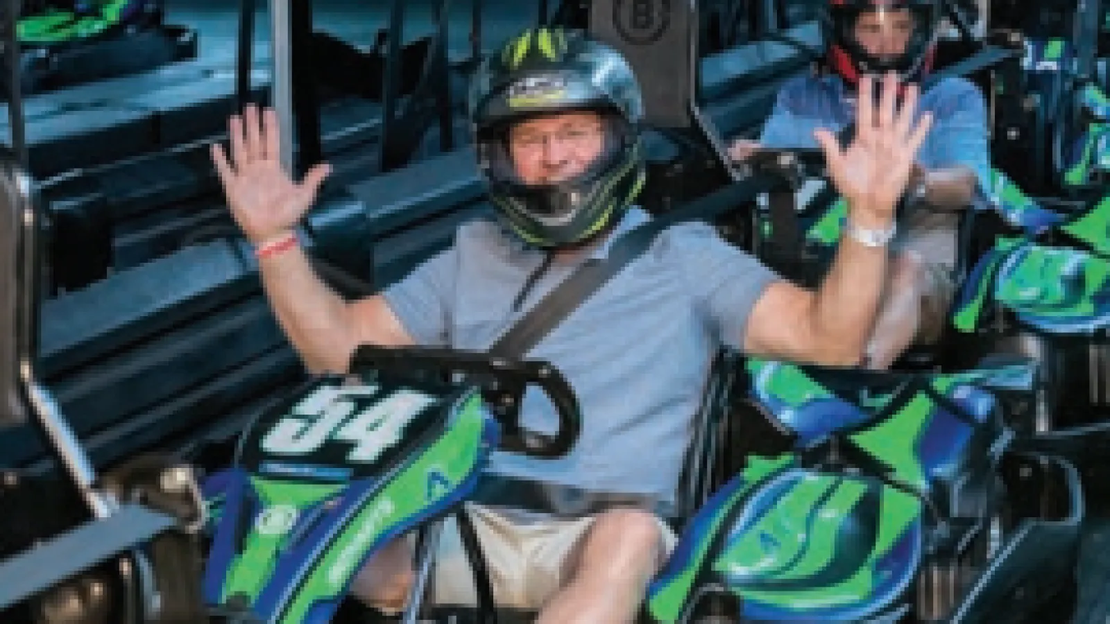 a person in a go kart