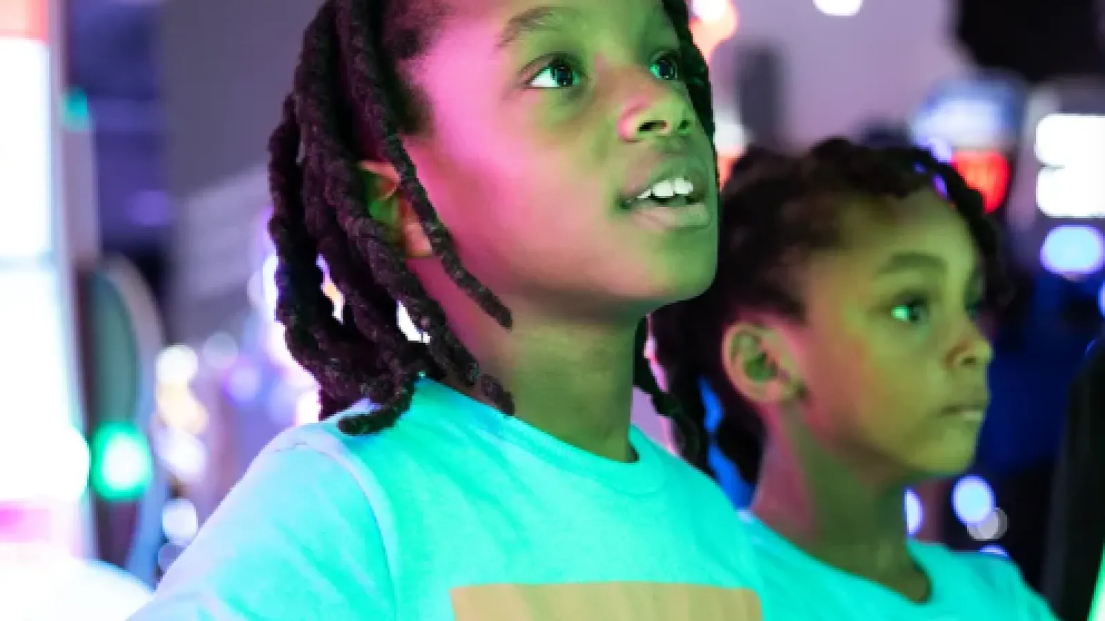 a person with a green shirt