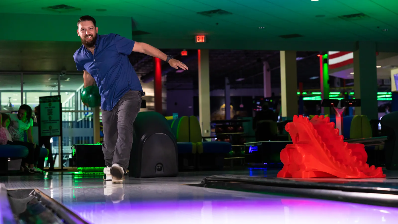 a man on a bowling alley