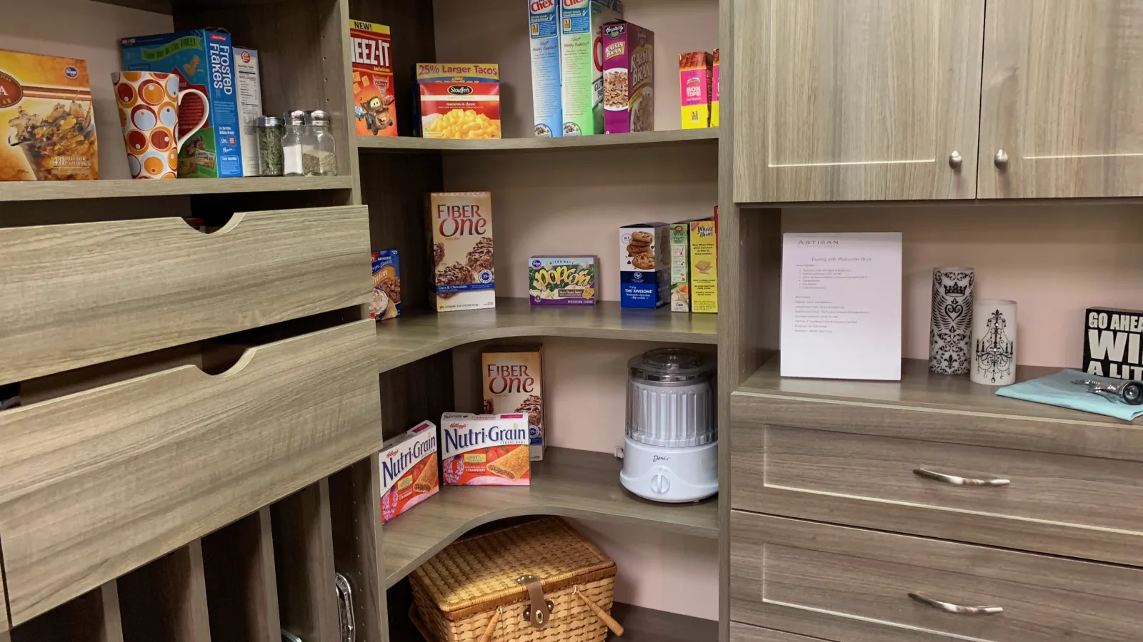 a shelf with objects on it