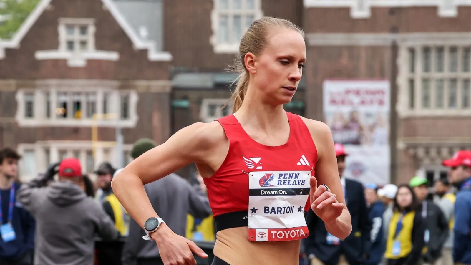 a person running on a track