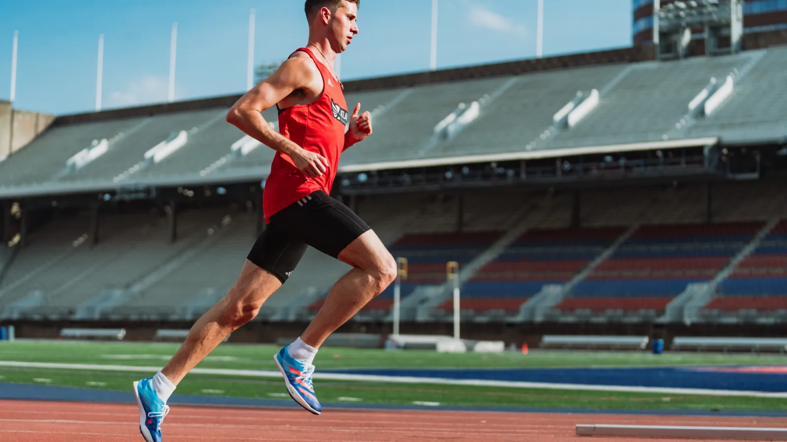 a man running on a track