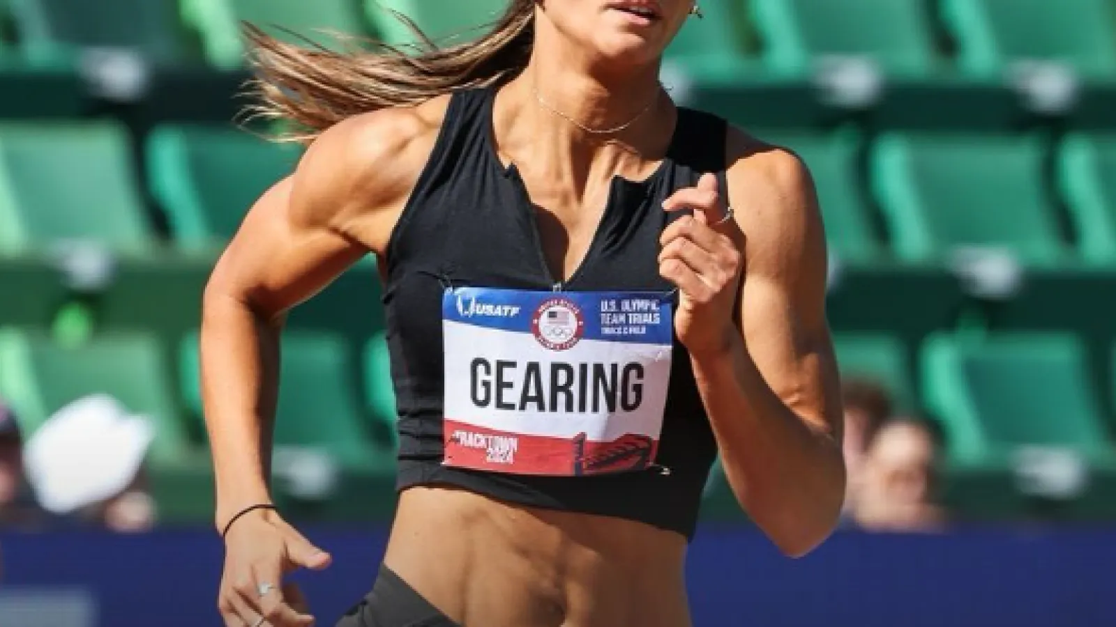 a woman running in a race