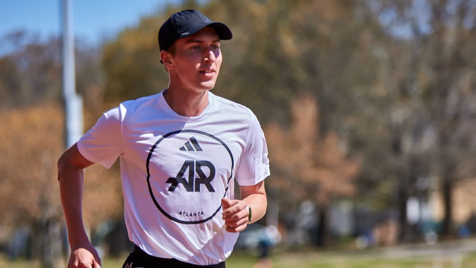 a person running on a track