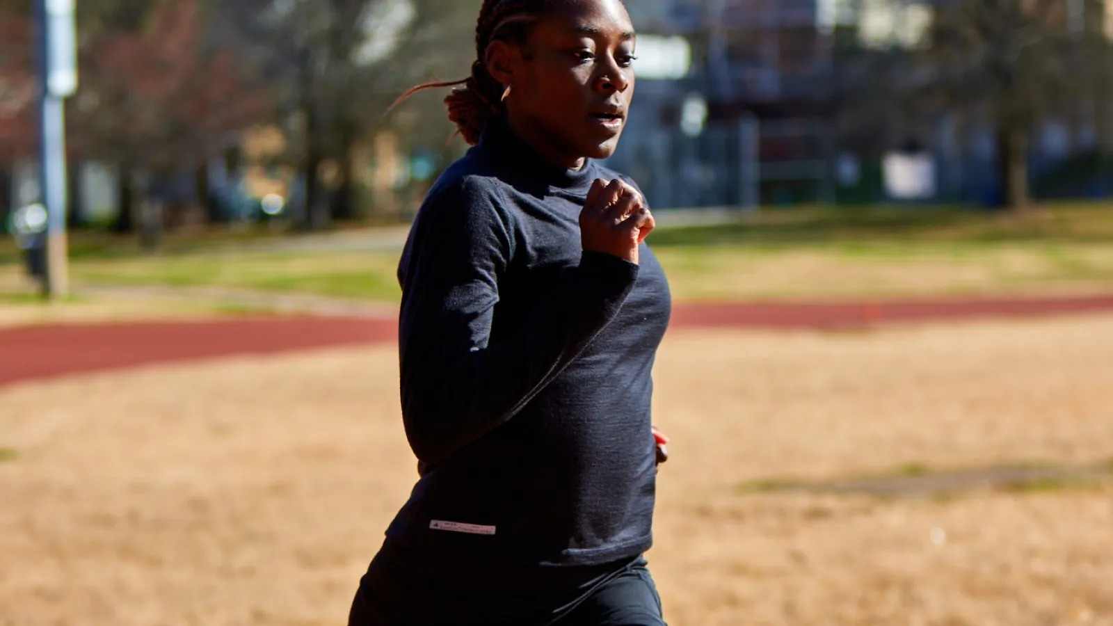 a person running on a track