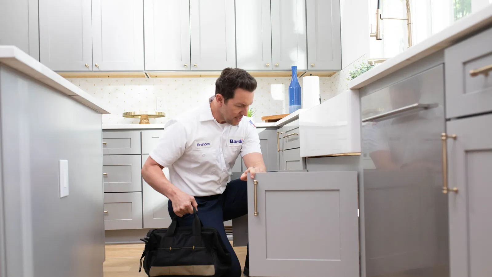 a man in a kitchen