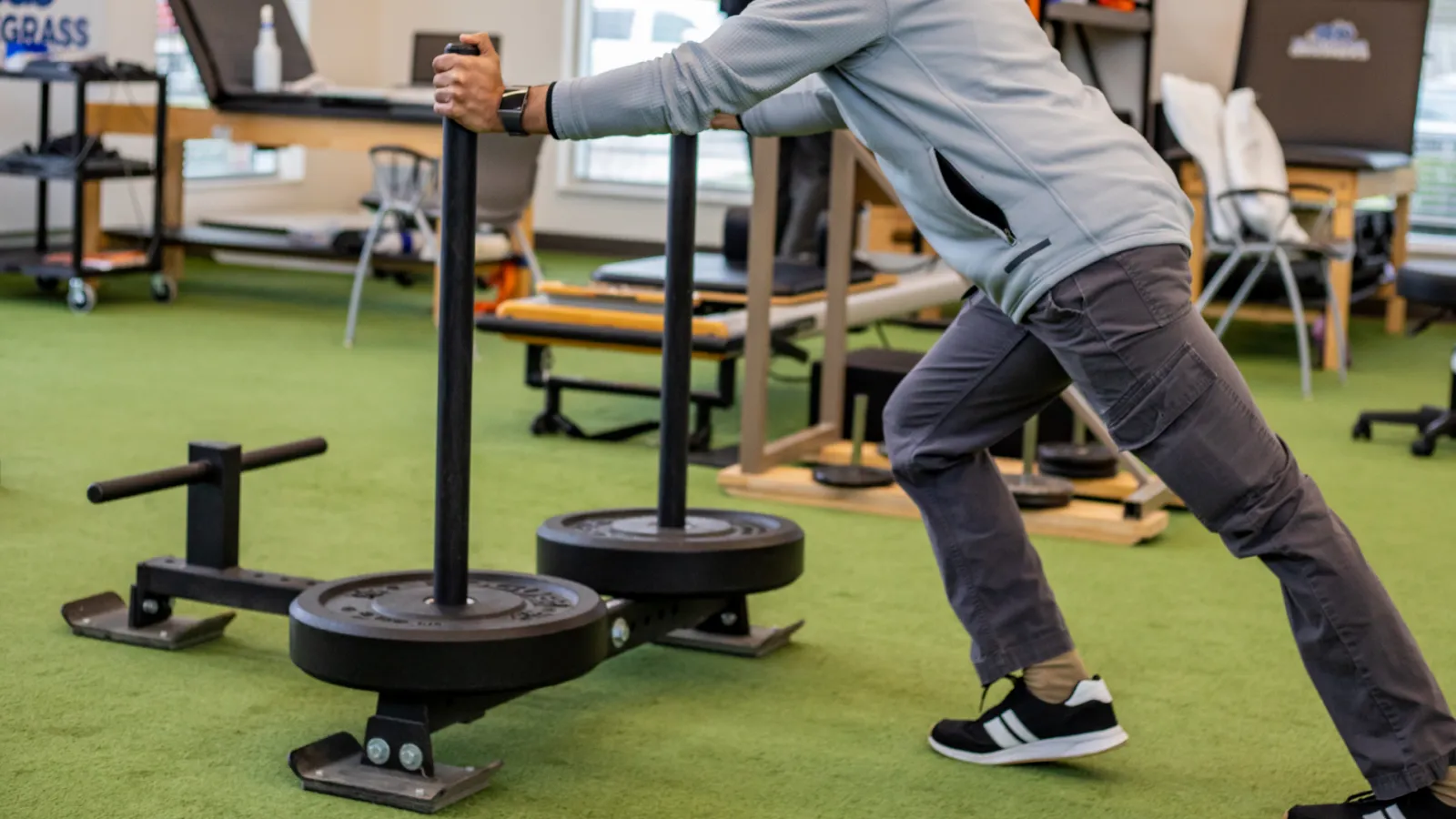 man with balance ball