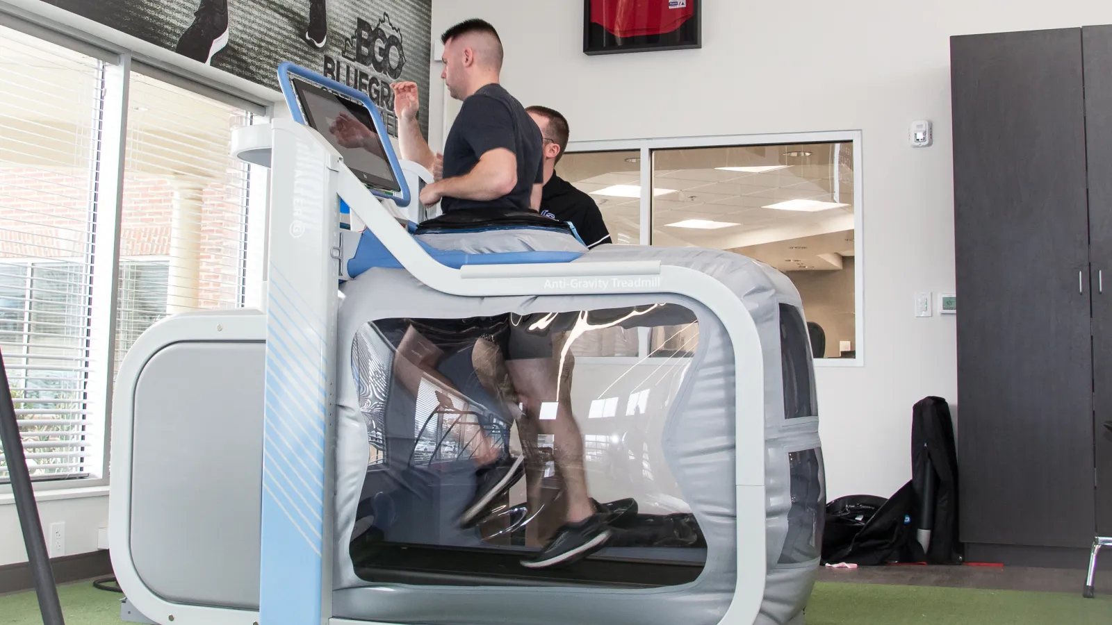 a man on an anti gravity treadmill