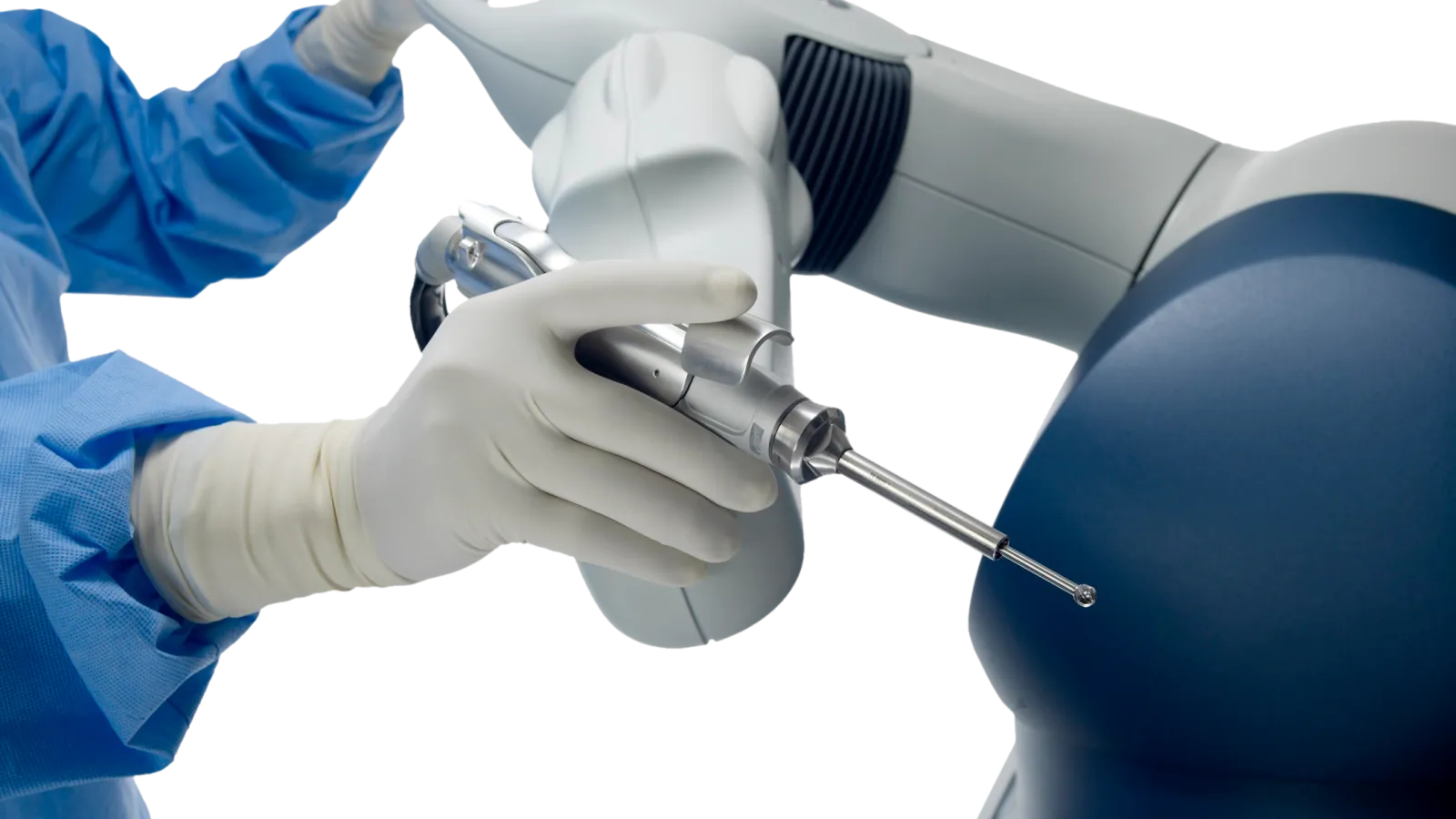 a person in a white mask and gloves holding a syringe