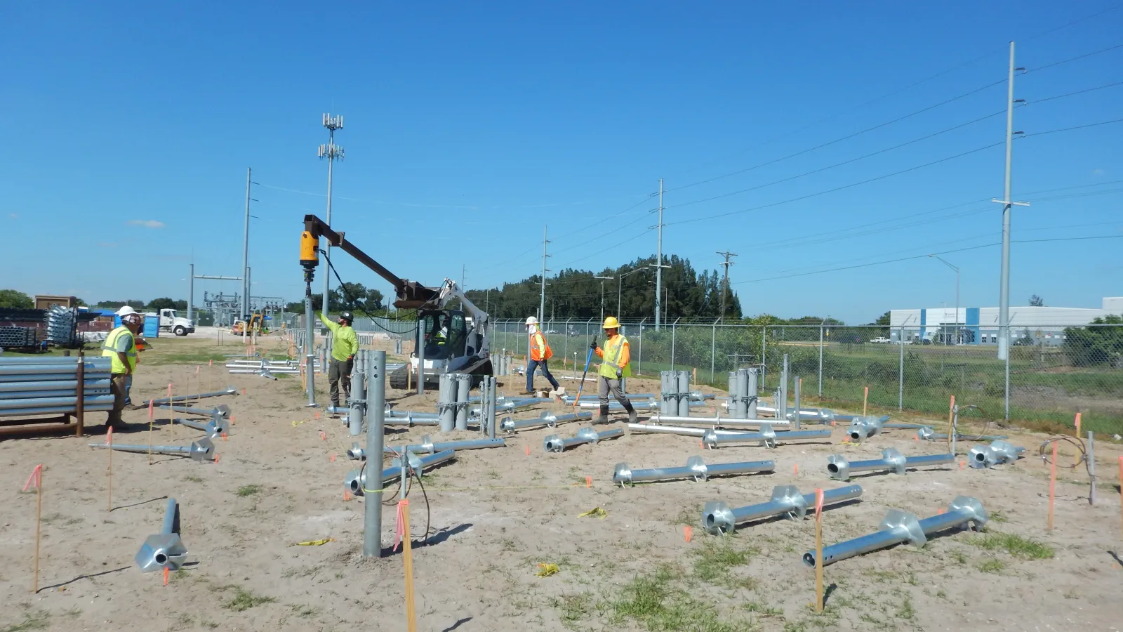 Installing helical piles on a construction site