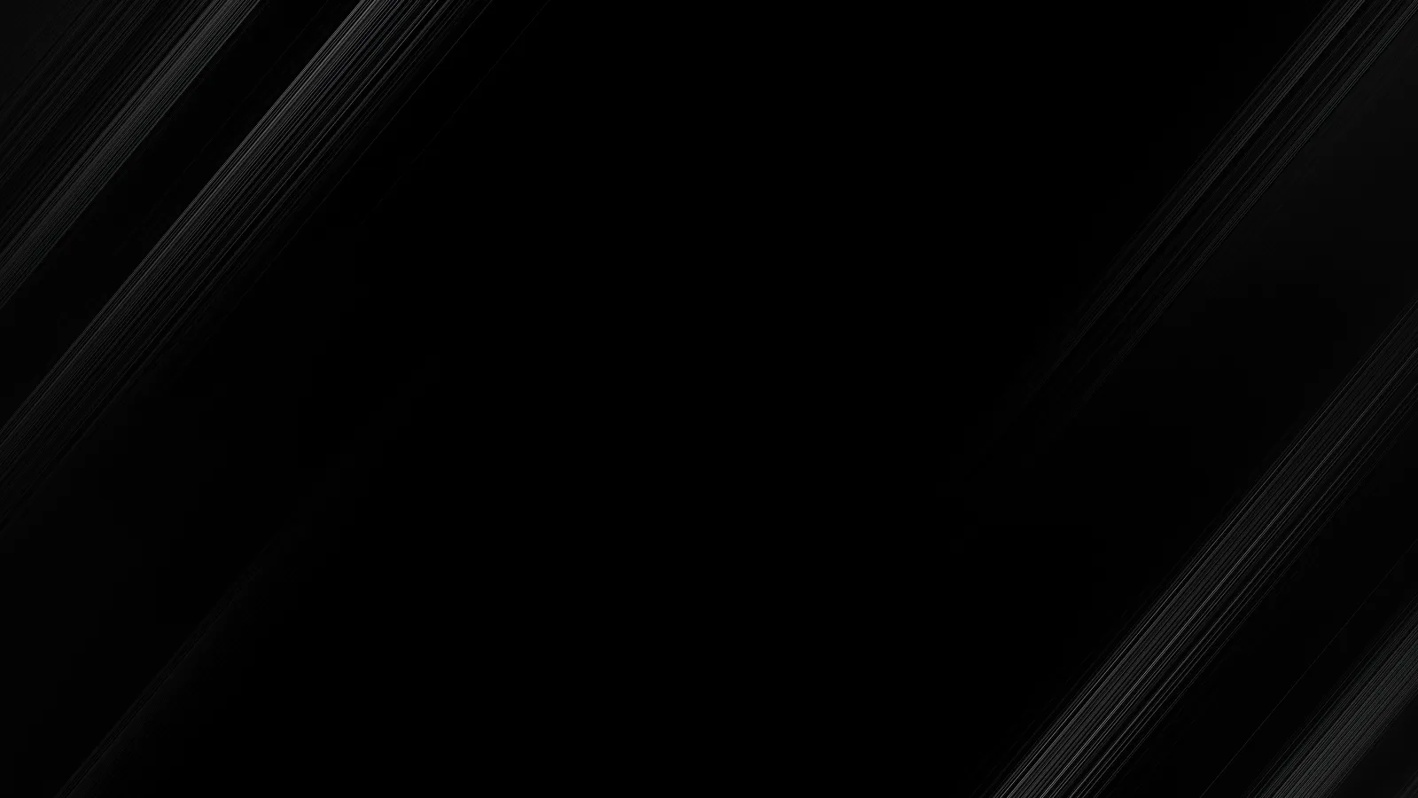 Abstract black background with diagonal dark gray lines creating a subtle textured effect.