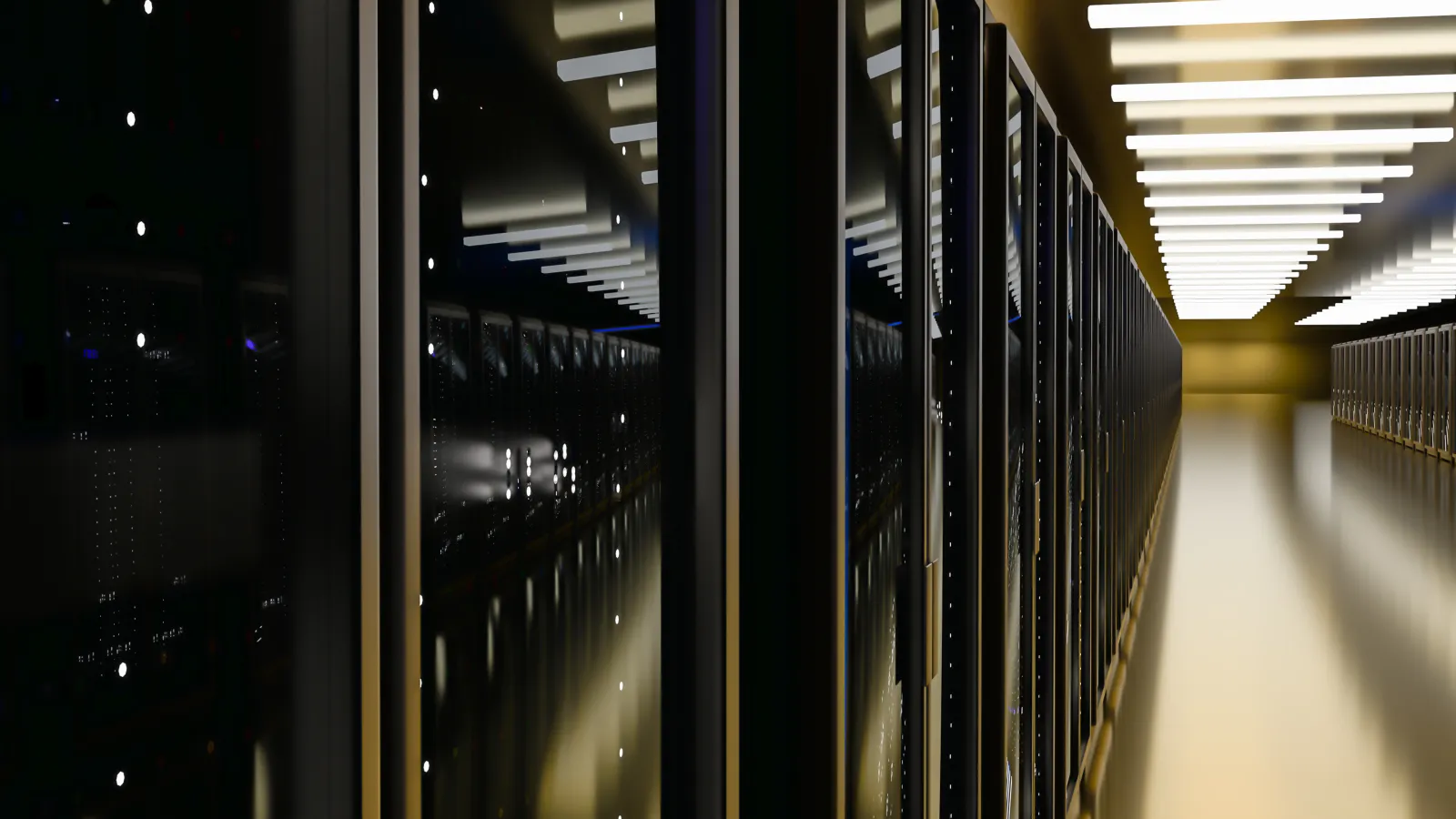a hallway with black lockers