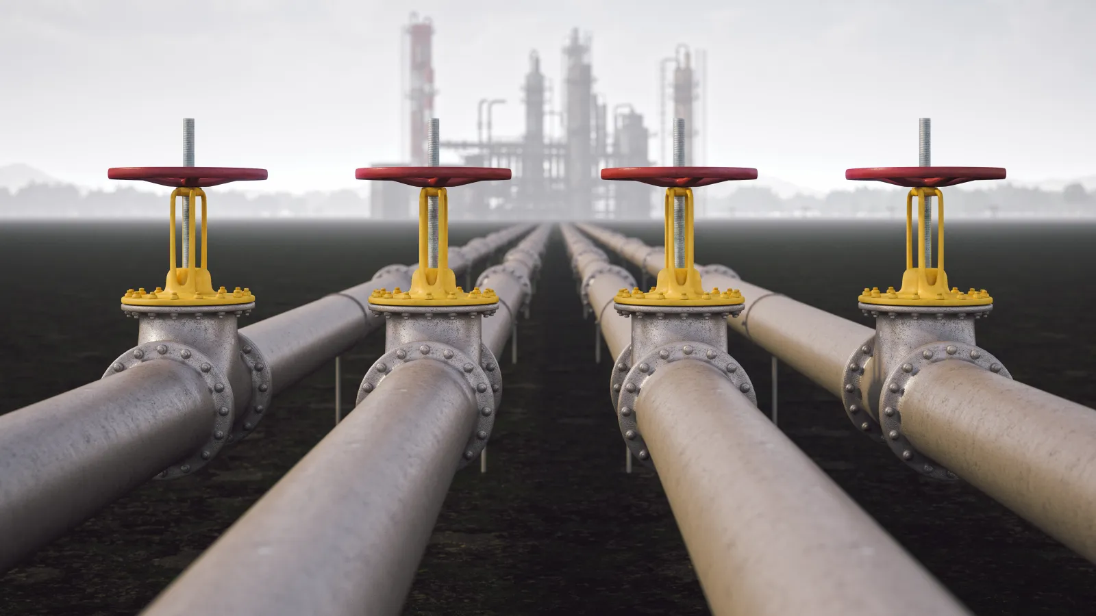 a group of pipes with red and yellow tubes on them