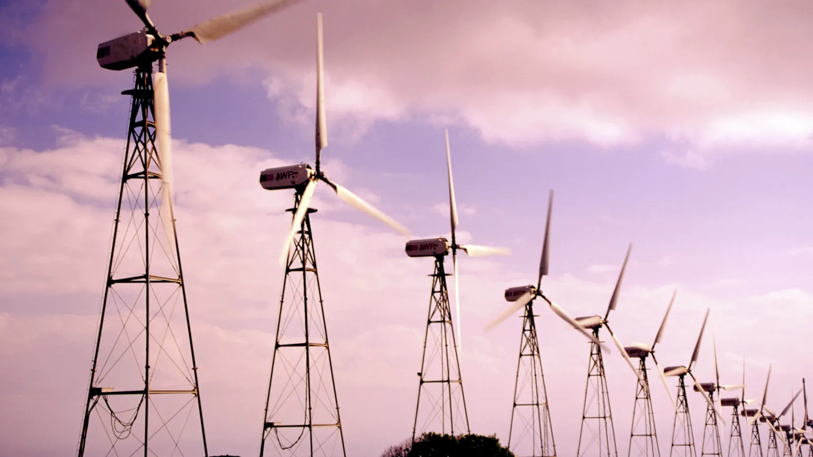 a group of windmills