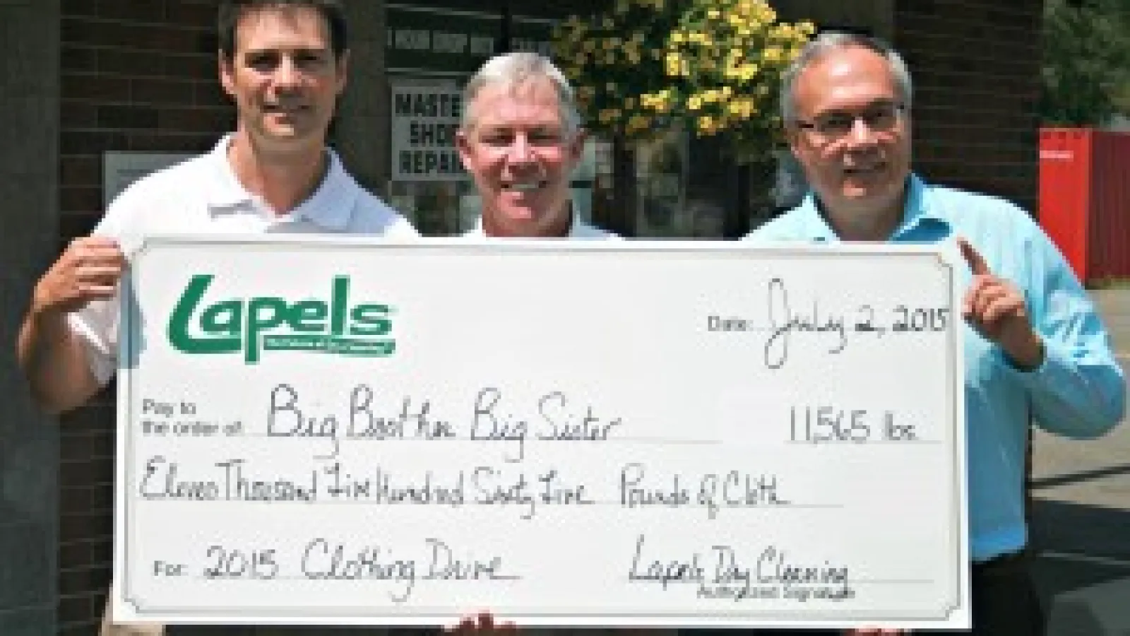 Lapels Dry Cleaning annual clothing drive to benefit Big Brother/Big Sister reaps 11,565 pounds of donations from customers