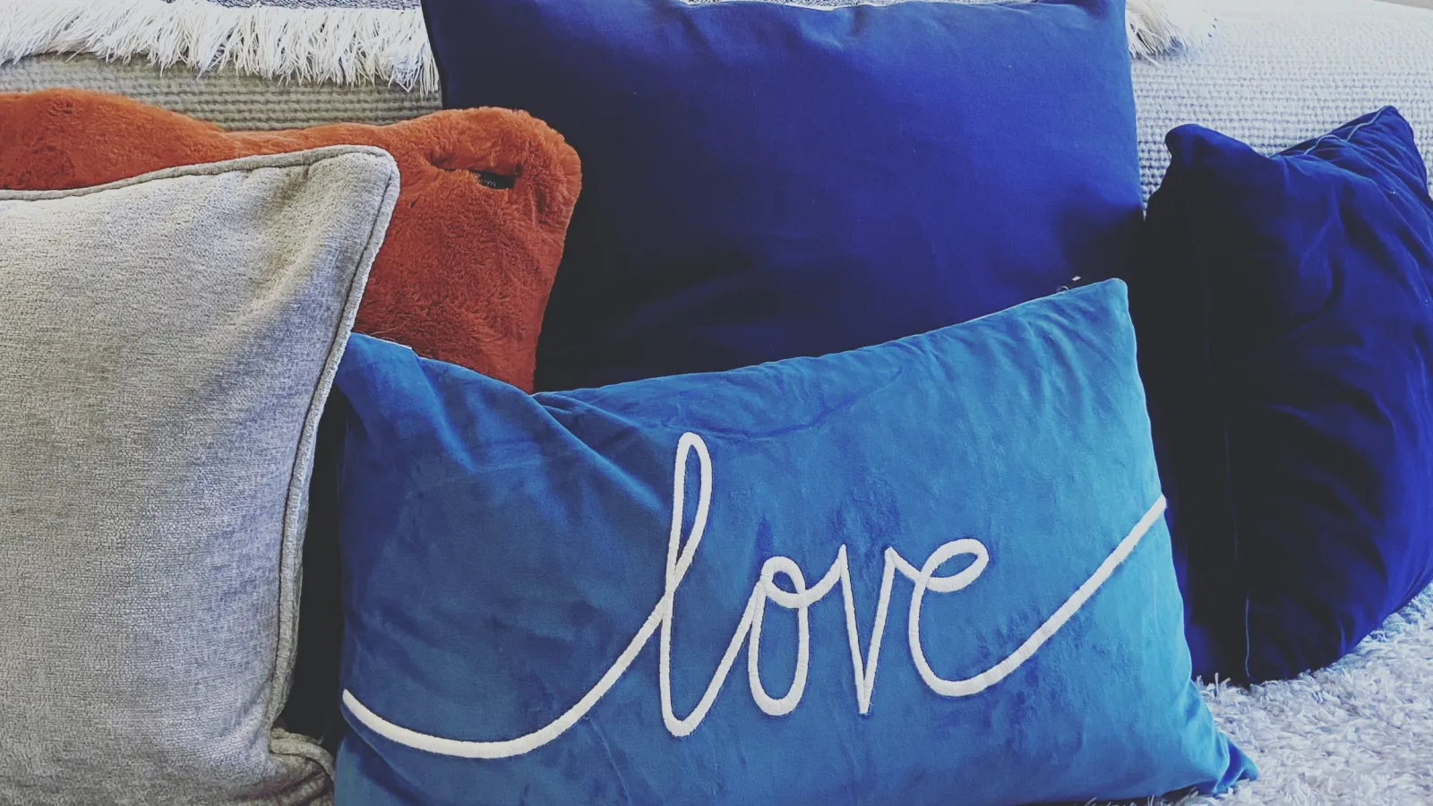a couch with pillows