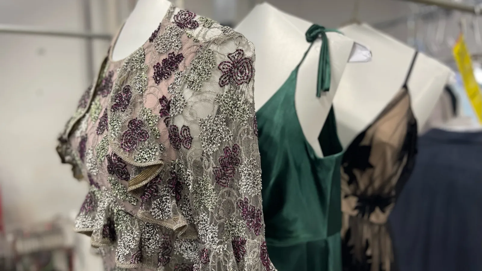 a group of dresses on a swinger