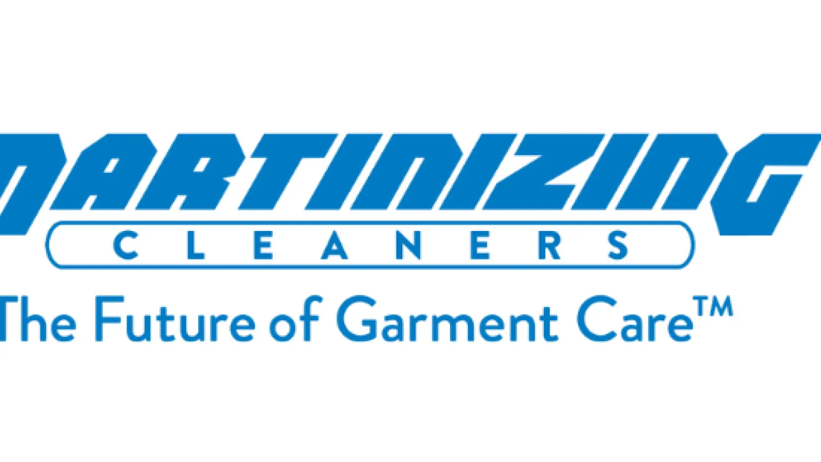 Martinizing Cleaners logo with tagline The Future of Garment Care in blue on white background