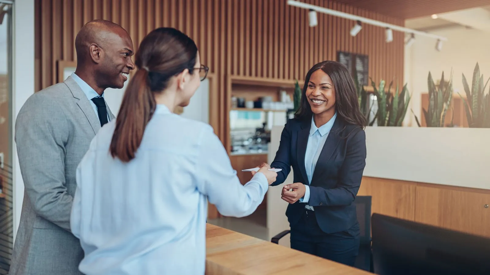 a few business people having a conversation