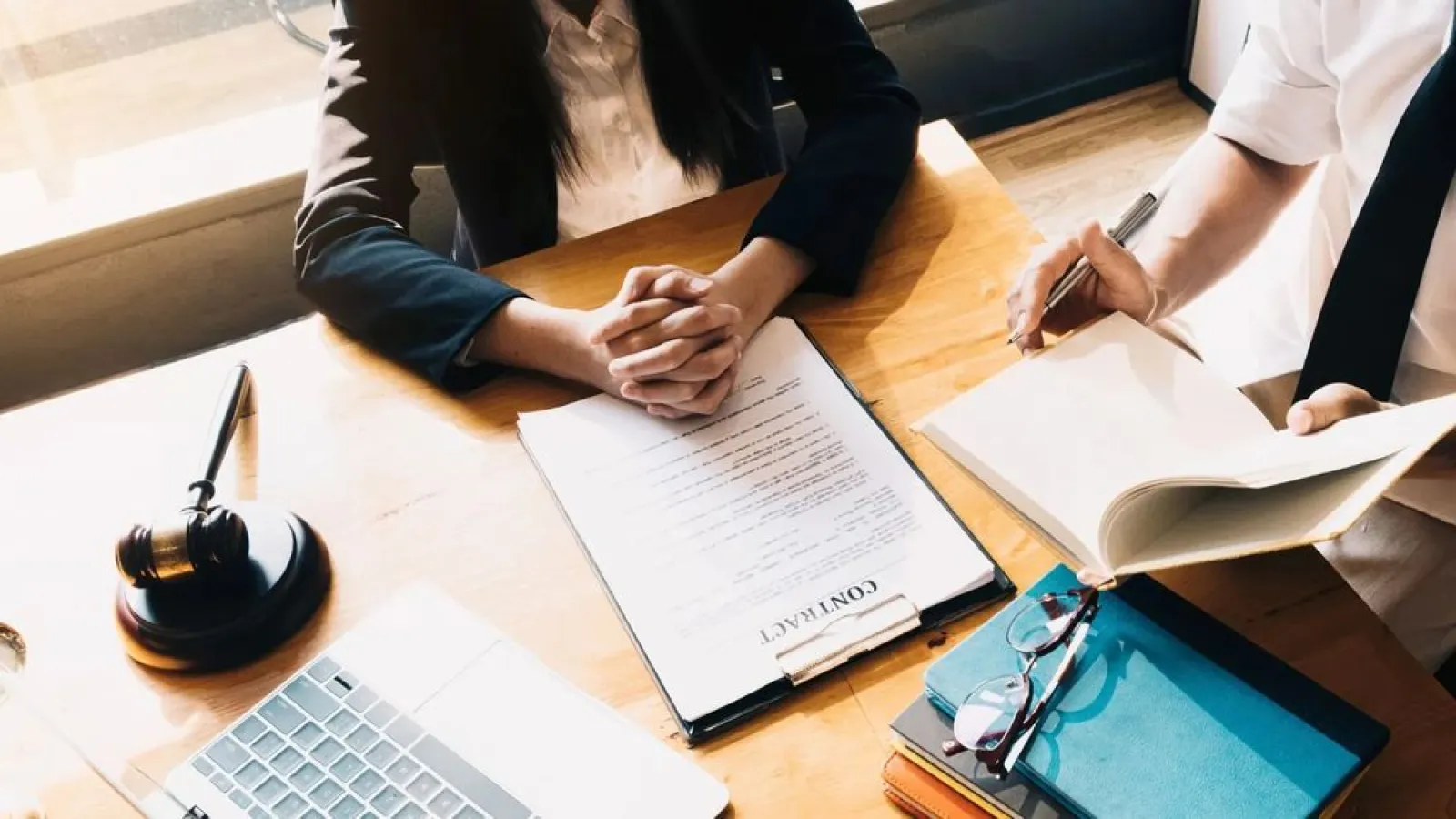 a few people working at a table