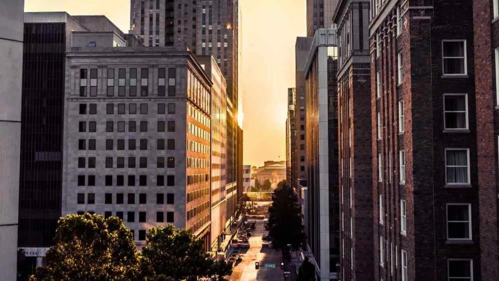 a street between buildings