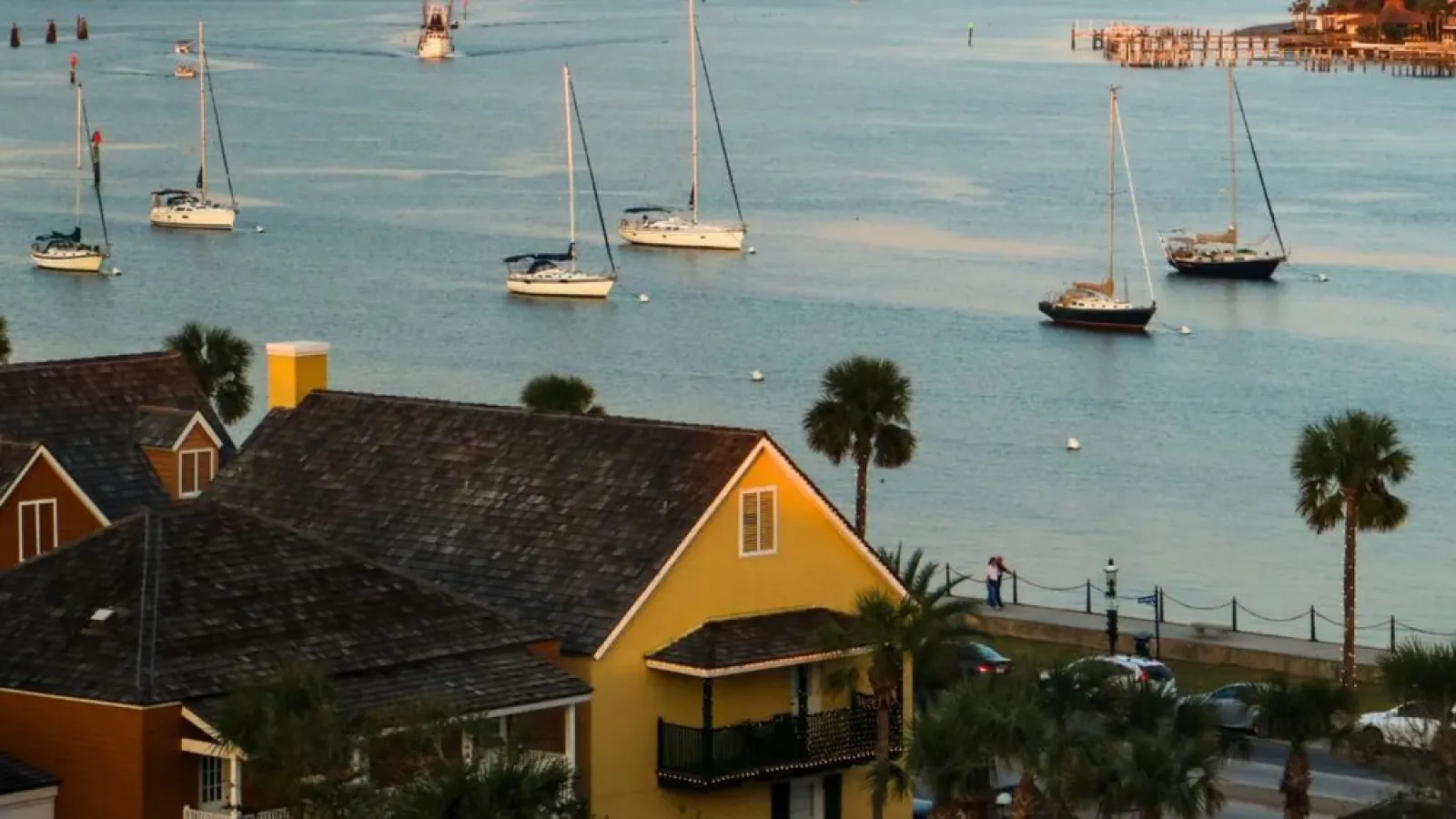 a group of boats in the water