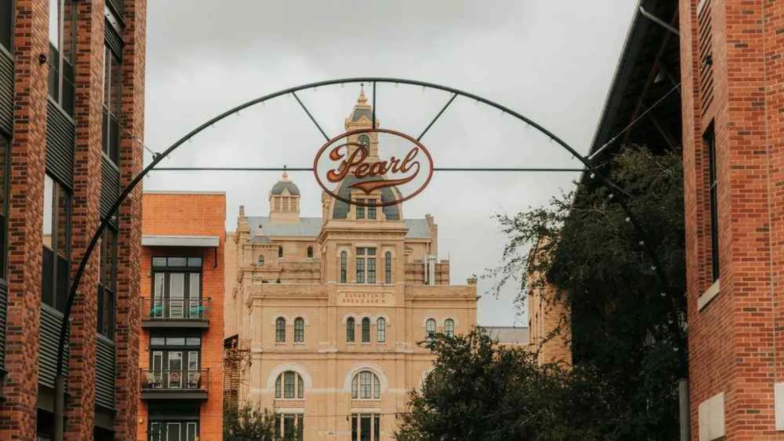 a large arch over a building