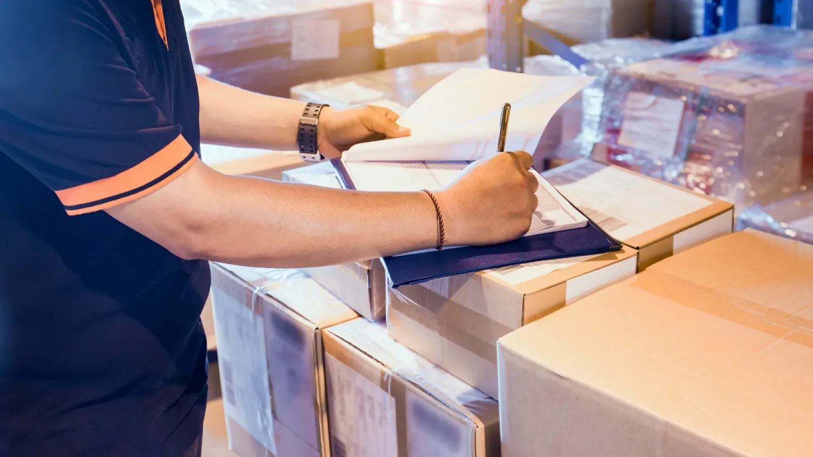A worker preparing Printing Orders for Shipment